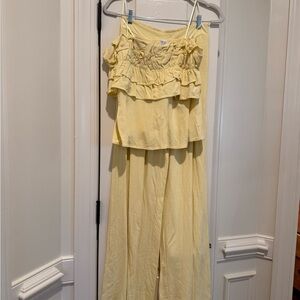 Sienna Sky Yellow Ruffle Strapless Jumpsuit Pantsuit L